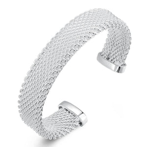 Silver Mesh Knot Open-Cuff Bangle - lashirtco-com