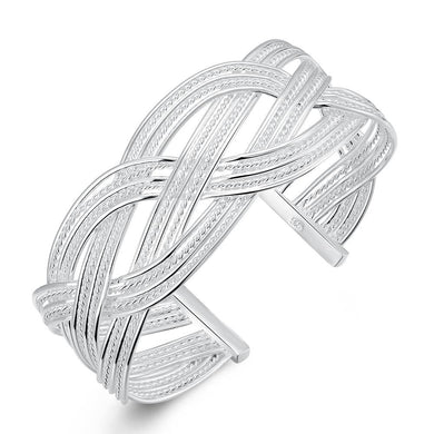 Silver Intertwined Mesh Bangle - lashirtco-com