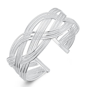 Silver Intertwined Mesh Bangle - lashirtco-com