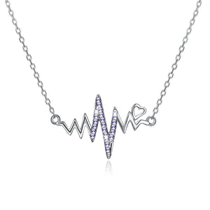 Amethyst Beating Heart Sterling Silver Swarovski Crystal Necklace - lashirtco-com